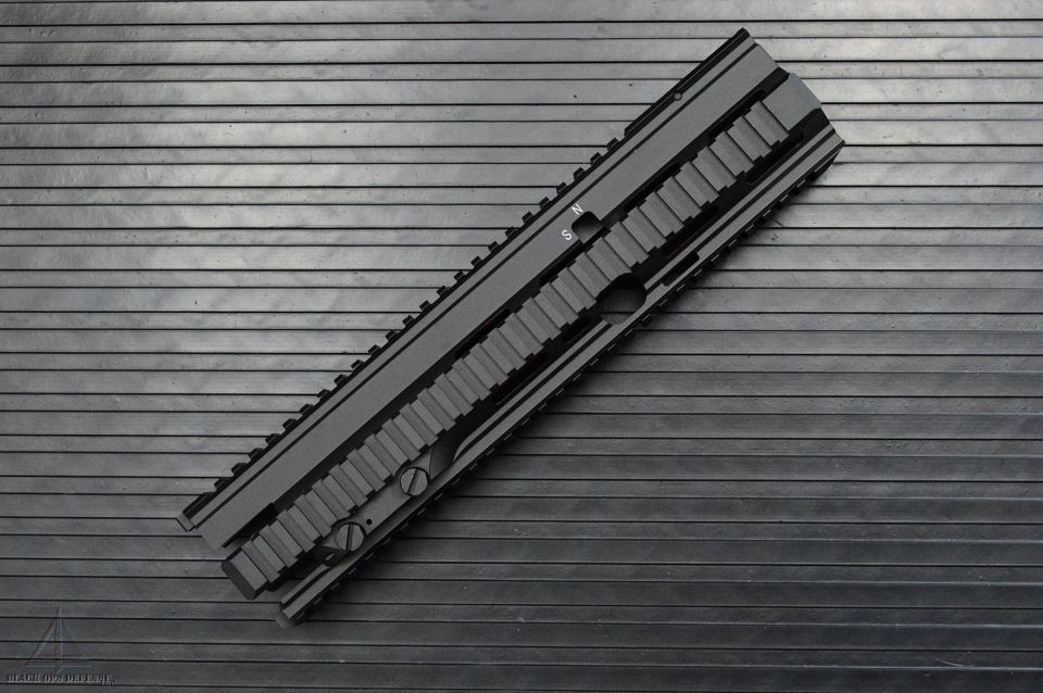 HK 417 Style long Quad Rail Foregrip Handguard N/S Gas Block