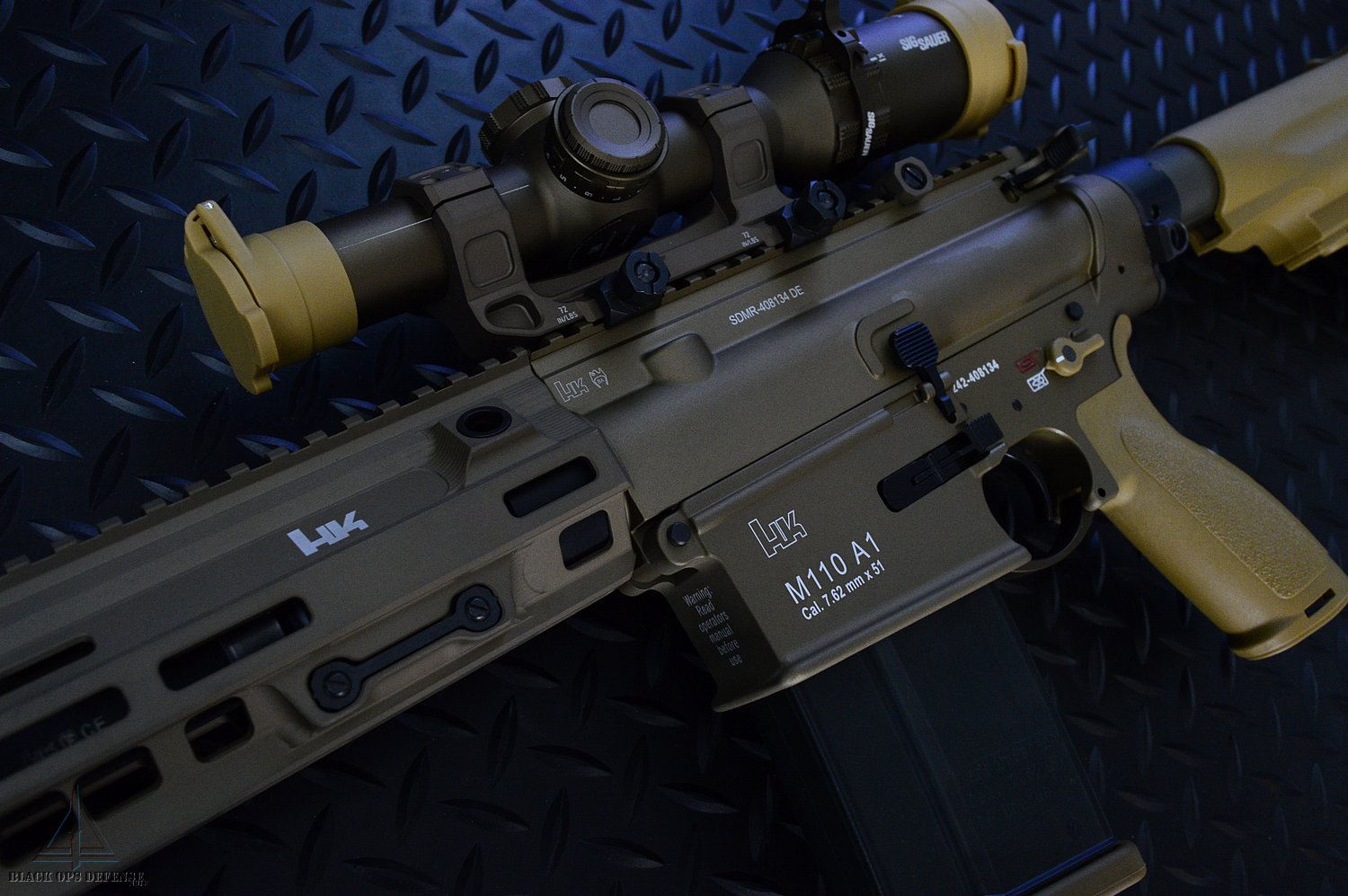 HK M110A1 SDMR Rifle Custom Build Tan/RAL8000 - Black Ops Defense, image size:1500x997